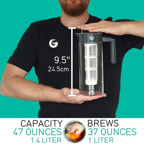  Coffee Gator Cold Brew Kit - Brewer with Scoop and Loading Funnel - 47oz (47 floz, Black)