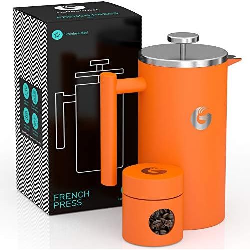  Coffee Gator French Press Kaffeemaschine  Heisser-fuer-langer Thermobrueher mit weniger Ablagerungen  Plus Behalter  Grosses Fassungsvermoegen, doppelwandig isoliert  Edelstahl  1