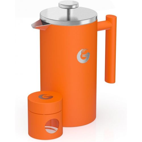  Coffee Gator French Press Kaffeemaschine  Heisser-fuer-langer Thermobrueher mit weniger Ablagerungen  Plus Behalter  Grosses Fassungsvermoegen, doppelwandig isoliert  Edelstahl  1