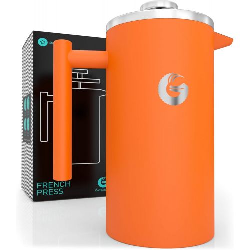  Coffee Gator French Press Kaffeemaschine  Heisser-fuer-langer Thermobrueher mit weniger Ablagerungen  Plus Behalter  Grosses Fassungsvermoegen, doppelwandig isoliert  Edelstahl  1