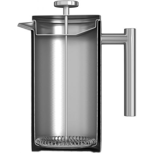  Coffee Gator French Press Kaffeemaschine  Heisser-fuer-langer Thermobrueher mit weniger Ablagerungen  Plus Behalter  Grosses Fassungsvermoegen, doppelwandig isoliert  Edelstahl  1