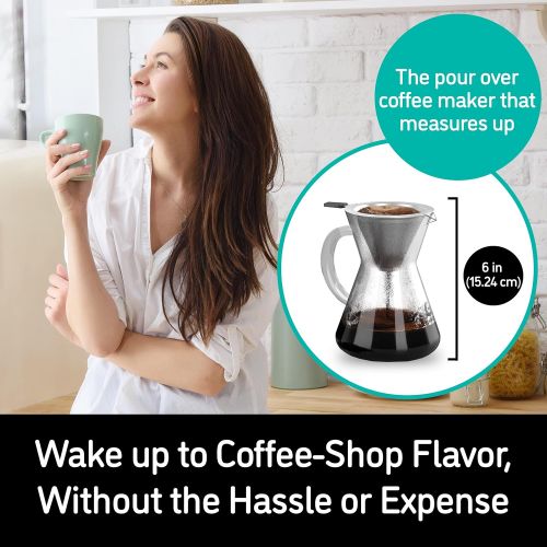  Pour Over Coffee Maker - Great Coffee Made Simple - 3 Cup Hand Drip Coffee Maker With Stainless Steel Filter - No Paper Filters Needed - By Coffee Gator