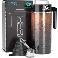 [아마존베스트]Cold Brew Coffee Maker - Coffee Gator Brewing Kit with Stainless Steel Measuring Scoop and Collapsible Loading Funnel - BPA-Free Filter and Glass Carafe - Black - 47oz