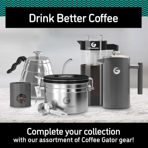  [아마존베스트]Coffee Gator French Press Coffee Maker- Insulated, Stainless Steel Manual Coffee Makers For Home, Camping w/ Travel Canister- Presses 4 Cup Serving- Large, Gray