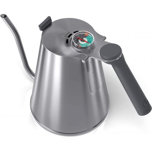  Coffee Gator Gooseneck Kettle with Thermometer - 52 oz Pour Over Coffee Kettle for All Stovetops w/ Precision Drip Spout