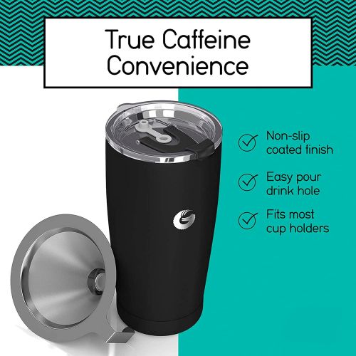  Coffee Gator Coffee Travel Mug - 20 oz Stainless-Steel, Vacuum Insulated Tea and Coffee Tumbler for Women and Men with Leakproof Lid & Paperless Dripper, Black