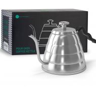 Coffee Gator Gooseneck Kettle with Thermometer - 34 oz Stainless Steel, Stove Top, Premium Pour Over Kettle for Tea and Coffee w/ Precision Drip Spout