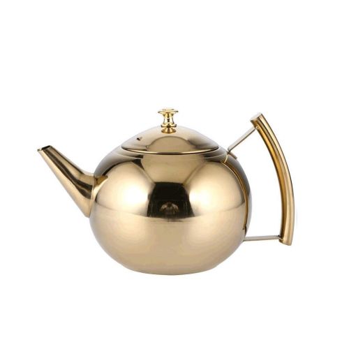  Coffee pot JXLBB Mirror Thick Stainless Steel Hotel Teapot With Strainer Coffee Teapot Induction Cooker Teapot Hotel Restaurant With Large Teapot (Capacity : 2L, Color : Gold)