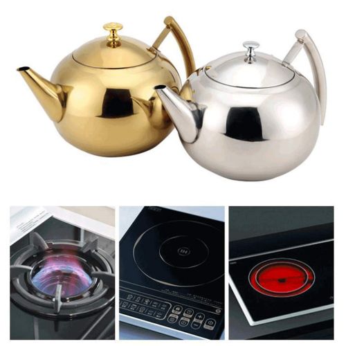  Coffee pot JXLBB Mirror Thick Stainless Steel Hotel Teapot With Strainer Coffee Teapot Induction Cooker Teapot Hotel Restaurant With Large Teapot (Capacity : 2L, Color : Gold)