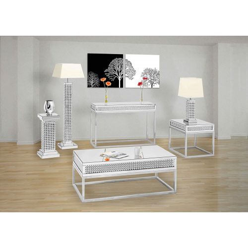  Coffee table Best Quality Furniture CT160-161-161 CT160-1-1 Coffee 2 End Table, Silver