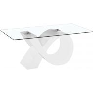 Coffee table Fab Glass and Mirror Modern Coffee, Dining Room Glass Table, 43, White