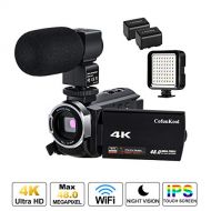4K Video Camera Camcorder, CofunKool Ultra HD 4K Digital Video Camcorder 48MP 3 Inch IPS Screen 16X Digital Zoom IR Night Vision Vlogging Camera Recorder with WiFi, Microphone, LED