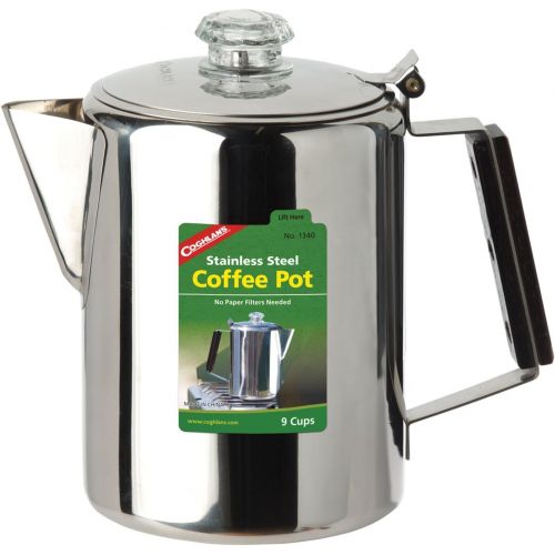  Coghlans 9-Cup Stainless Steel Coffee Pot, Silver