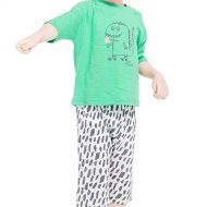 Cogibee Summer Dino 3/4 Sleeve and Capri Pants Baby Kids Sleepwears (2piece Pajama Set)
