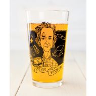 /CognitiveSurplus Richard Feynman Beer Glass, Physics Atomic Pint Glass, Science Caricature Glass, Nerdy Physicist Gift, Christmas Physics Gift For Her