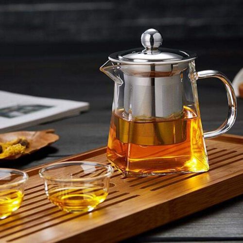  Coil.c Teapot glass tea maker, clear glass teapot with heat-resistant stainless steel infuser, tea strainer for tea and blooming tea, can be used on herbal tea, black tea, green tea, coff