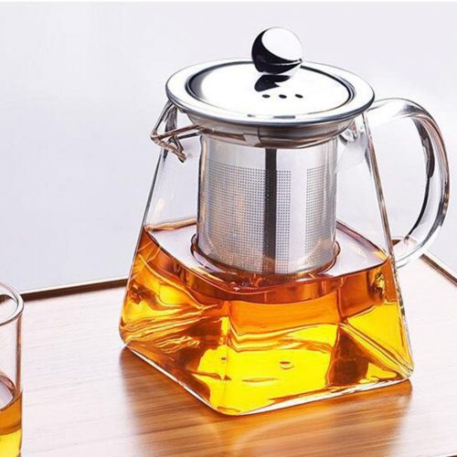  Coil.c Teapot glass tea maker, clear glass teapot with heat-resistant stainless steel infuser, tea strainer for tea and blooming tea, can be used on herbal tea, black tea, green tea, coff