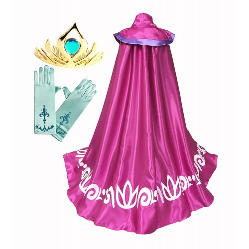  Cokos+Box Cokos Box Girls Frozen Elsa Accessories Long Cape Cloak, Gloves, Tiara Set