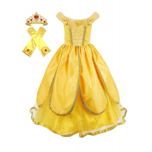  Cokos+Box Cokos Box Girls Belle Princess Birthday Costume Gloves Crown Tiara Accessories