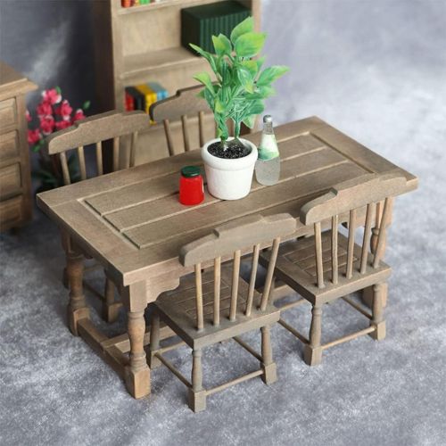  Colcolo 5pcs Dining Table Chair Model Set 1:12 Dollhouse Miniature Furniture
