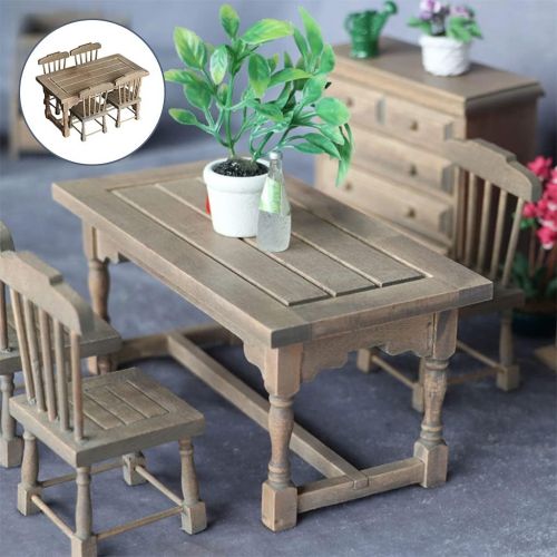  Colcolo 5pcs Dining Table Chair Model Set 1:12 Dollhouse Miniature Furniture