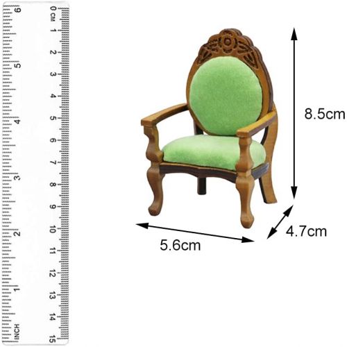  Colcolo Wooden Dollhouse Chairs Dolls House Miniature Furniture 1/12 Scale ( Green)