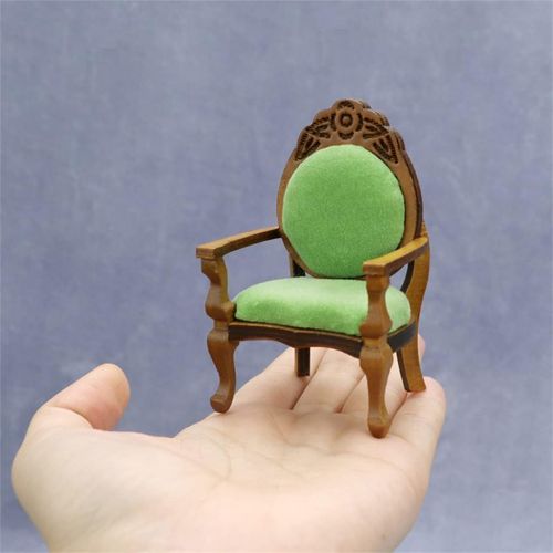  Colcolo Wooden Dollhouse Chairs Dolls House Miniature Furniture 1/12 Scale ( Green)