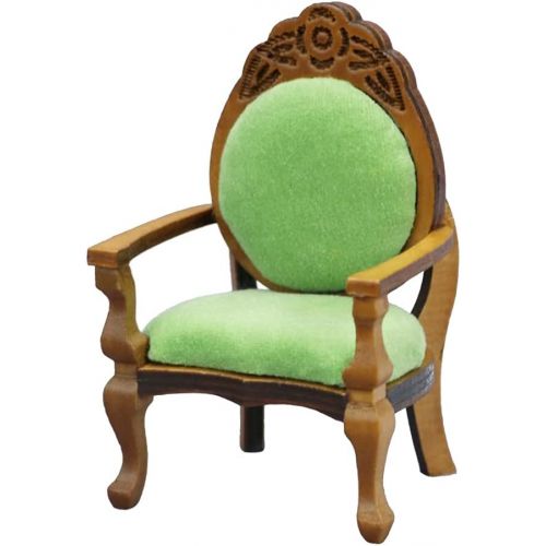  Colcolo Wooden Dollhouse Chairs Dolls House Miniature Furniture 1/12 Scale ( Green)