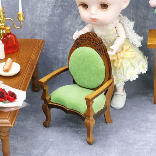  Colcolo Wooden Dollhouse Chairs Dolls House Miniature Furniture 1/12 Scale ( Green)