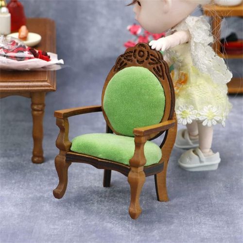  Colcolo Wooden Dollhouse Chairs Dolls House Miniature Furniture 1/12 Scale ( Green)