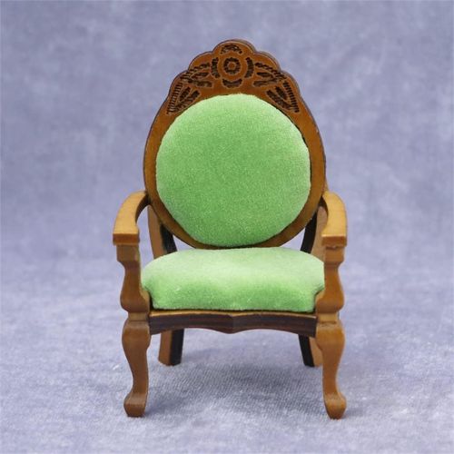  Colcolo Wooden Dollhouse Chairs Dolls House Miniature Furniture 1/12 Scale ( Green)