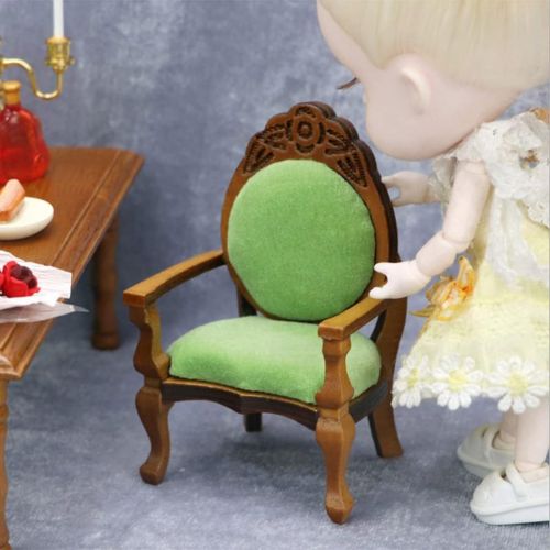  Colcolo Wooden Dollhouse Chairs Dolls House Miniature Furniture 1/12 Scale ( Green)