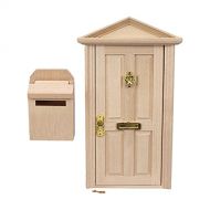 Colcolo 1pc DIY Wooden 1/12 Dollhouse Miniature Steepletop Door with Hardware Mailbox Furniture Model Doll Decoration Pretend Play Life Scene Hobby Toys Gift - Wood Color