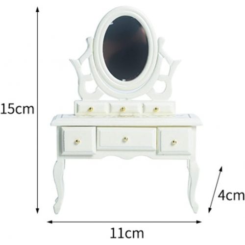  Colcolo Dollhouse Decoration 1/12 Scale Mini Dollhouse Furniture Miniature Vanity Table Dressing Table for Bedroom Furniture Model