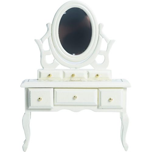  Colcolo Dollhouse Decoration 1/12 Scale Mini Dollhouse Furniture Miniature Vanity Table Dressing Table for Bedroom Furniture Model