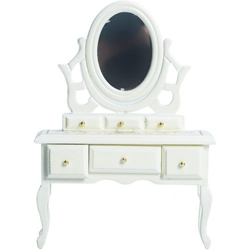  Colcolo Dollhouse Decoration 1/12 Scale Mini Dollhouse Furniture Miniature Vanity Table Dressing Table for Bedroom Furniture Model