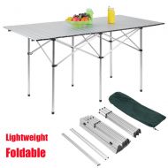 Coldcedar Camping Portable Aluminum Folding Table Lightweight Outdoor Roll Up Camping Picnic Table with Storage Bag (55 L x 28 W)