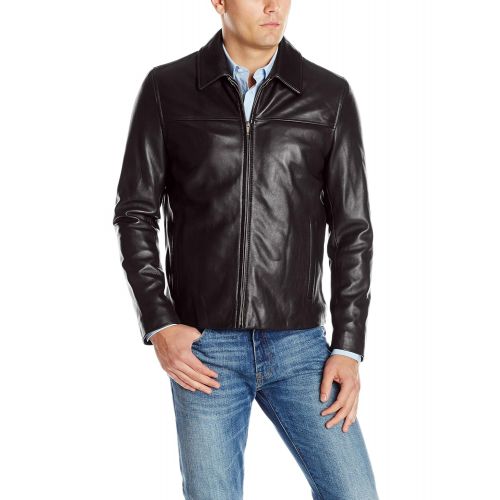  Cole+Haan Cole Haan Mens Smooth Leather Collar Jacket