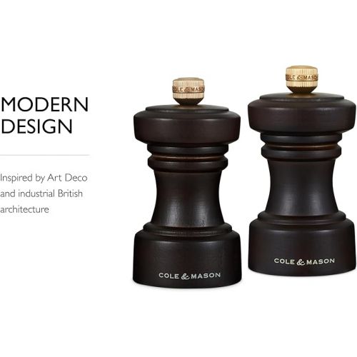  Cole & Mason Hoxton Salt and Pepper Mills - Salt and Pepper Mill Grinders - Adjustable and Refillable Spice Grinders - Kitchen & Home Essentials - Chocolate Wood