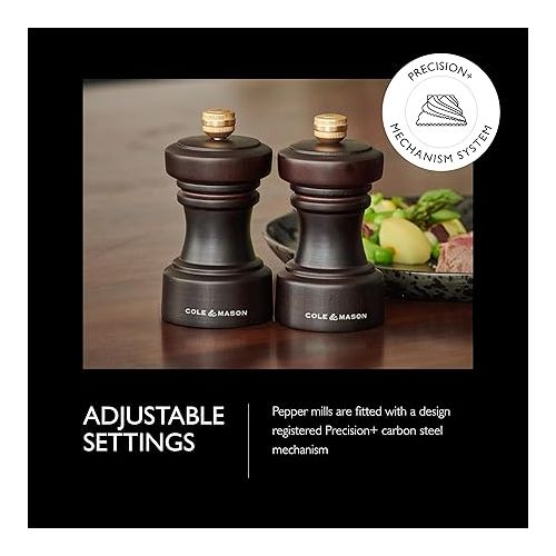  Cole & Mason Hoxton Salt and Pepper Mills - Salt and Pepper Mill Grinders - Adjustable and Refillable Spice Grinders - Kitchen & Home Essentials - Chocolate Wood