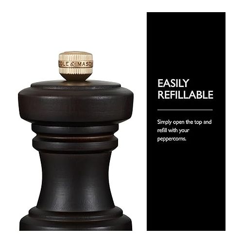  Cole & Mason Hoxton Salt and Pepper Mills - Salt and Pepper Mill Grinders - Adjustable and Refillable Spice Grinders - Kitchen & Home Essentials - Chocolate Wood