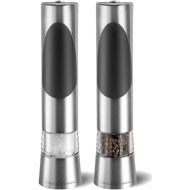 Cole & Mason Richmond Electric Salt and Pepper Mills, Adjustable Grind Mechanism, Chrome/Acrylic, 215 mm, Gift Set, Includes 2 x Electric Grinders
