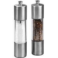 Cole & Mason Everyday Salt & Pepper Mill Gift Set - Filled Salt & Pepper Grinders - Refillable & Adjustable Mill Set - Acrylic & Stainless Steel Salt & Pepper Grinders - Hand Wash - Stainless Steel