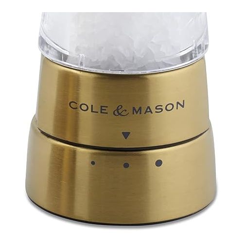  Cole & Mason H332017 Derwent Gold Salt and Pepper Mills | Gourmet Precision+ | Stainless Steel/Acrylic | 190mm | Gift Set | Includes 2 x Salt and Pepper Grinders | Lifetime Mechanism Guarantee