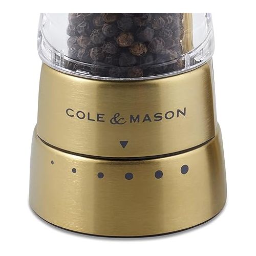  Cole & Mason H332017 Derwent Gold Salt and Pepper Mills | Gourmet Precision+ | Stainless Steel/Acrylic | 190mm | Gift Set | Includes 2 x Salt and Pepper Grinders | Lifetime Mechanism Guarantee