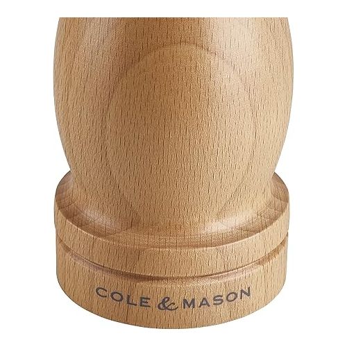  Cole & Mason HA0824P Beech Capstan A8 Pepper Mill, Precision+ Wooden, Beech Wood, 200mm, Single, Includes 1 x Pepper Grinder, Lifetime Mechanism Guarantee