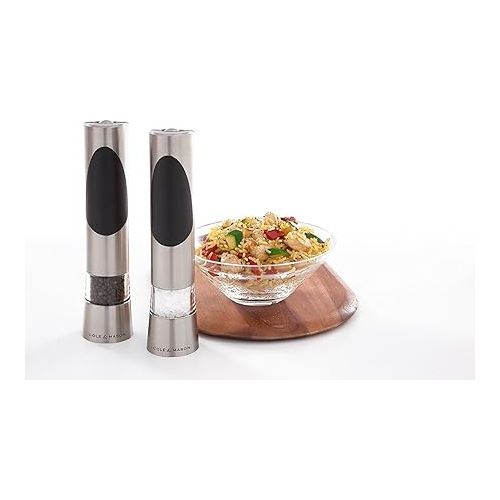  COLE & MASON Richmond Electric Salt and Pepper Grinder Set - Stainless Steel Electronic Mills Include Gift Box and Gourmet Precision Mechanisms