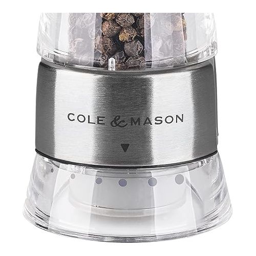  Cole & Mason Gourmet Precision Windermere Pepper Mill, Stainless Steel and Acrylic 16.5 cm