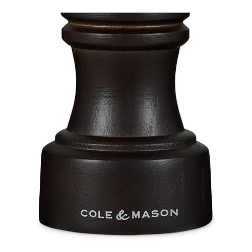  Cole & Mason H233054 Hoxton Chocolate Wood Salt Mill, Non Corroding Ceramic Mechanism, Compact Salt Grinder with Adjustable Grind, Beech Wood, 104mm, Seasoning Mill, Lifetime Mechanism Guarantee