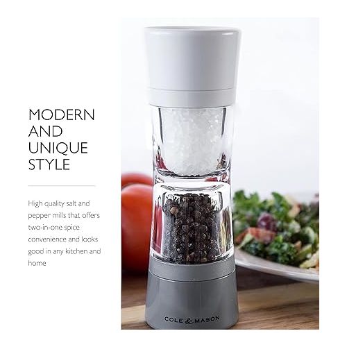  Cole & Mason Lincoln Duo Salt and Pepper Grinder Combo, Acrylic Combination Mill Includes Premium Salt and Peppercorns